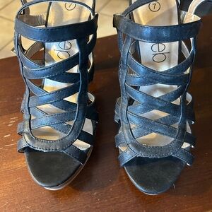 Deb Black Strappy Heels